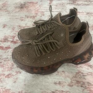 Brown Embellished Women's Sneakers